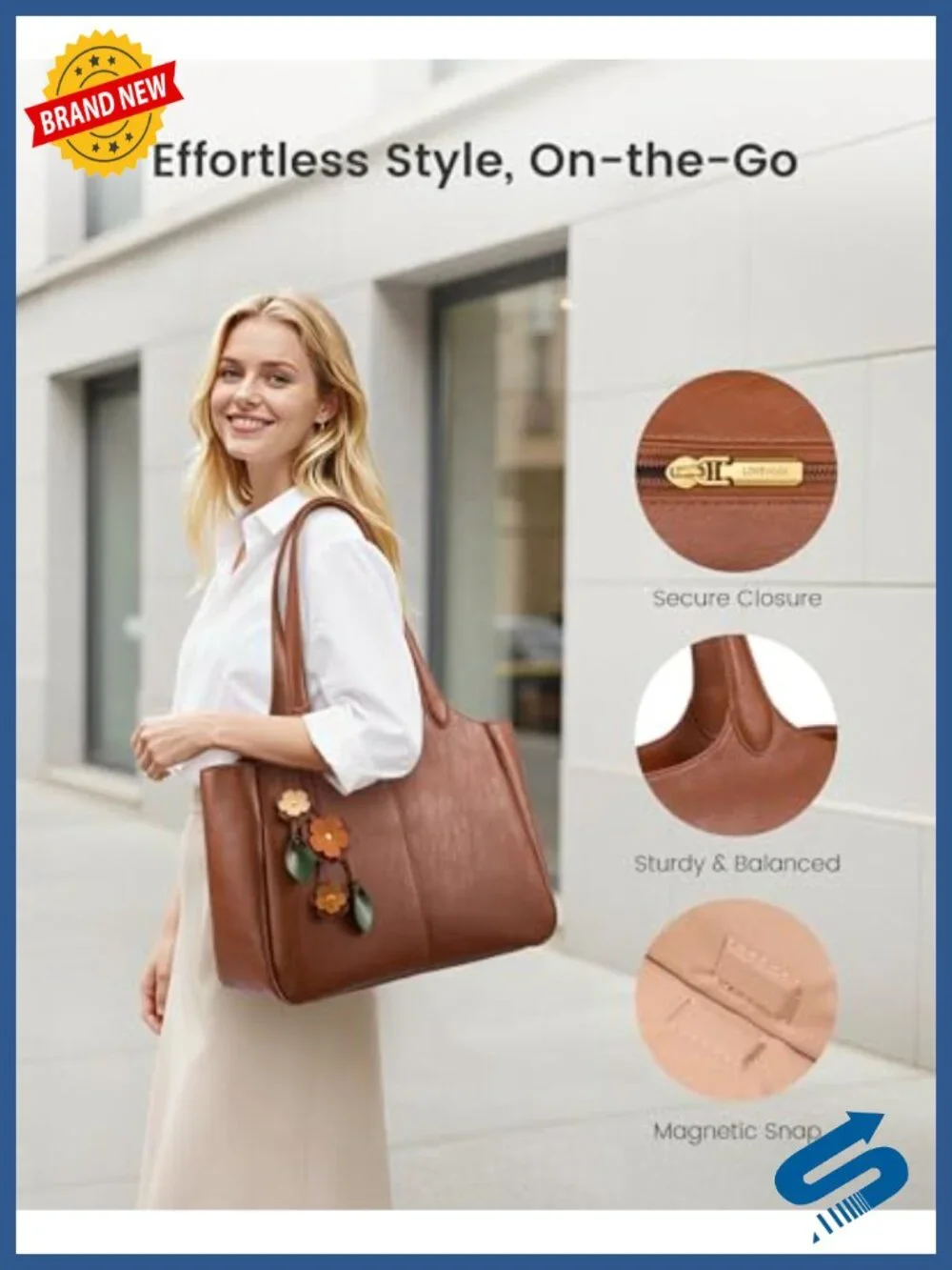 Vegan Leather Tote Bag with Hidden 40oz Cup Holder for Work Laptop Shoulder Bag